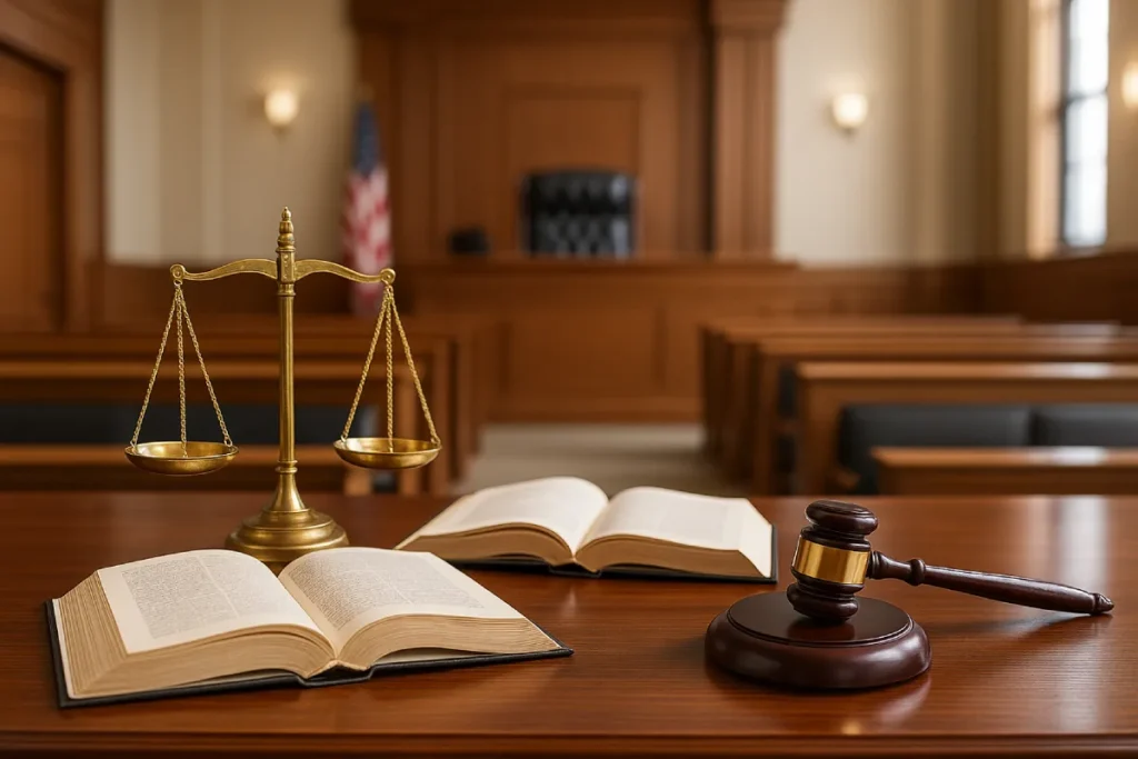 Courtroom tools illustrating difference between anticipatory bail and regular bail