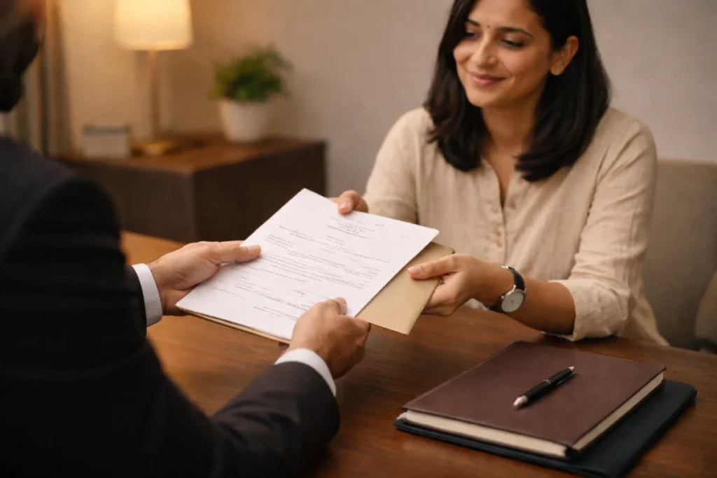 Client receives certified copy papers for court order in Bengaluru