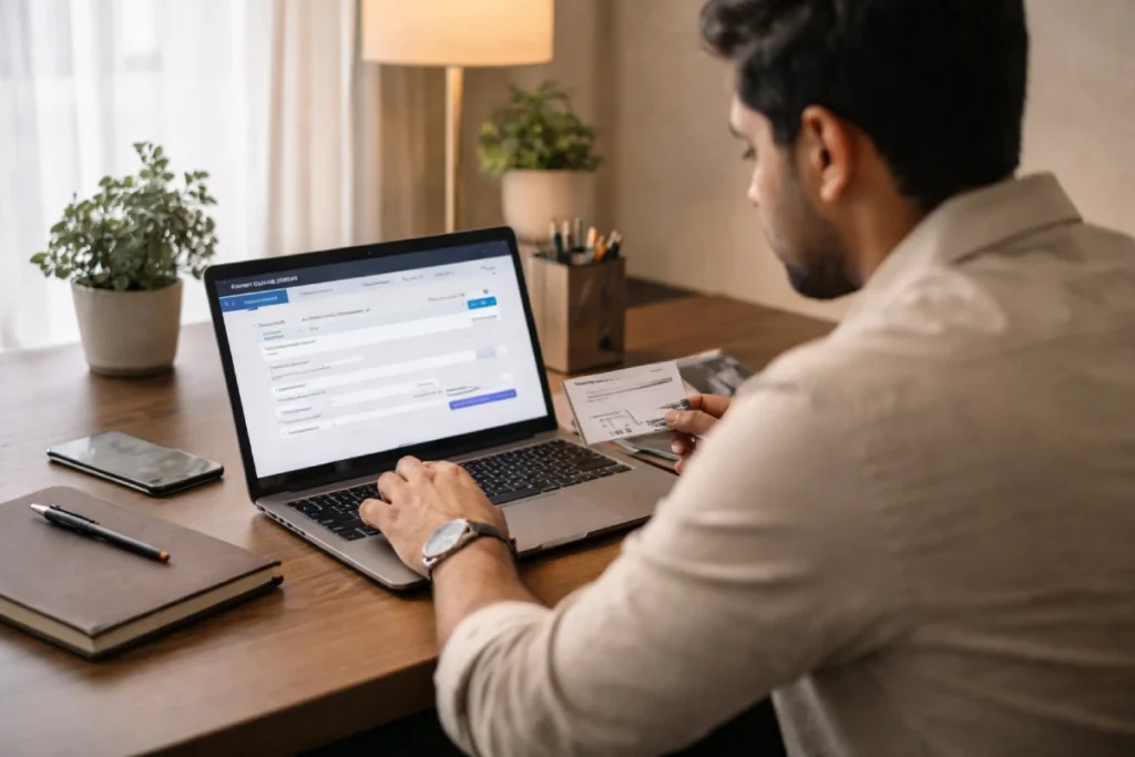 Indian professional doing divorce case status online search with CNR card